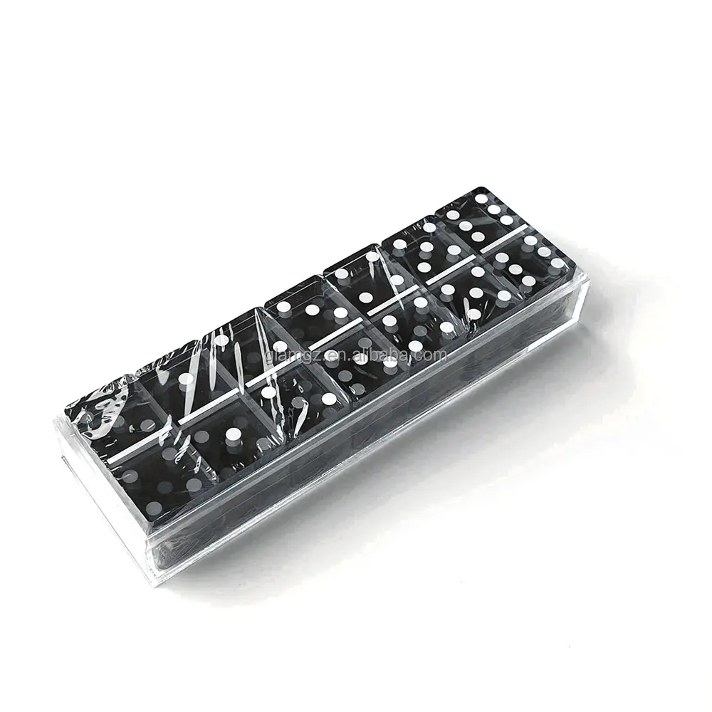 Sublimation d'acrylique avec logo personnalisé, boîte noire, jeu de dominos professionnel Double Six