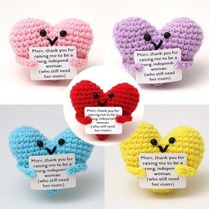 Hot Selling New Product Heart Penguin Couple Handmade Crocheted <b>Ornament</b> Positive Energy Card <b>Ornament</b> Gifts Party Decorations - Product Image 2