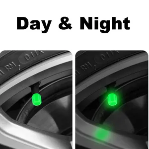 Bouchon de Valve de pneu ABS coloré couvercle anti-poussière de pneu lumineux lueur dans le noir pour voiture vélo moto lumière bouchons de tige de Valve de pneu - Product Image 5