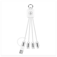 Câble de charge 3 en 1 blanc, le moins cher, personnalisable, avec logo lumineux LED, cadeau d'entreprise, double entrée, type C, USB A