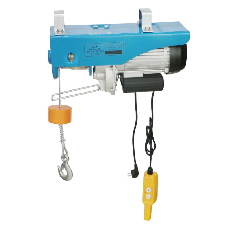 PA200 300kg 500kg 1000kg 220V 50 Metal Provided Mini Wire Rope Electric Hoist for Factory Single Phase Trolley Type Copper