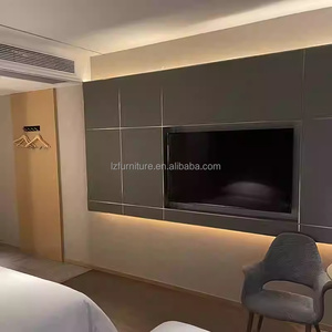Affordable Modular Hotel Bedroom Furniture <b>Full</b> Room <b>Sets</b> Twin <b>Beds</b> with Wood Frame TV Console Nightstands Side Table & Wardrobe - Product Image 3