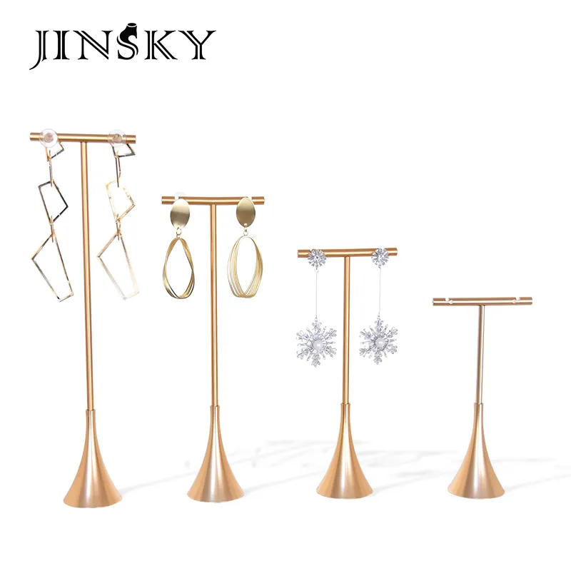 JINSKY 금속 귀걸이 진열대 골드 T-바 귀걸이 홀더 귀걸이 용 수조 보석 디스플레이 주최자