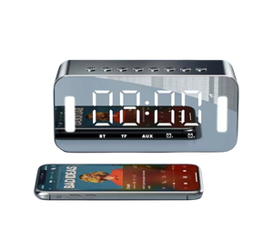 Réveil double alarme avec mini haut-parleur sans fil, <span class=keywords><strong>radio</strong></span> FM, veilleuse, affichage de la température et prise en charge de carte TF - Idéal pour la maison et la chambre - Product Image 3