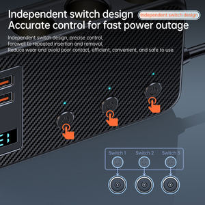 Productos Innovadores Sigarettenaansteker Autolader Adapter 1 Verleng Tot <span class=keywords><strong>3</strong></span> Socket Sigarettenaansteker Splitter Met Led Display Hot - Product Image 4