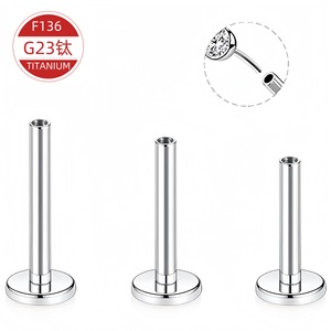 F136 Titanium Alloy Insert <b>Bar</b> <b>Lip</b> Stud G23 Flat Base Replacement For Body Jewelry Piercing - Product Image 1