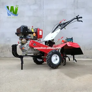 Agricultural Machinery Hand Push Walking Diesel Gasoline Small Mini Farm Rotary Power Tiller Cultivator Machine For Garden