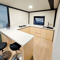 Rumah Kontainer Mewah 20ft Modern Doublewing yang Dapat Diperluas, 2 Kamar Tidur, untuk Villa, Perkemahan, Hotel, dan Hunian Darurat