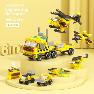 Nouvel ensemble de blocs de construction en plastique ABS à assembler soi-même 6-en-1, 40 pièces, modèles de dinosaures (Triceratops/Tyrannosaurus), <span class=keywords><strong>train</strong></span>, avion, échelle 1:8 - Product Image 6