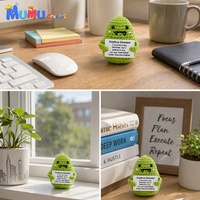 Vente en gros de poupées amigurumi dinosaures en crochet faites à la main avec carte d'encouragement, dinosaure d'accompagnement émotionnel pour le bureau