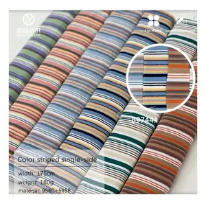 Grand inventaire de tricoté extensible fils teints rayures 95 coton 5 spandex tissu robe tissu personnalisé fils teints coton fibre de tissu