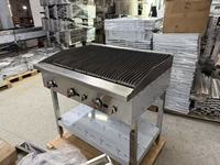 Peralatan Dapur Komersial OUTE 36''  Panggangan Batu Lava Gas Stainless Steel  Charbroiler BBQ Grill Dengan Rak Terpasang