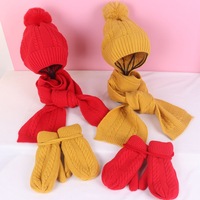Lot de 3 écharpes pour bébé en velours tricoté, gants épais et chaud, laine, lot de 3, pour l'hiver,