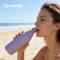 Thermos en acier inoxydable, forme cola, 20 oz (600 ml), à double paroi isolée sous vide, goulot étroit et large, anti-fuite, pour le yoga