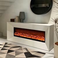 Cheminée électrique encastrée intelligente moderne avec flamme simulée multicolore réglable, sécurité anti-surchauffe, pour la décoration de la maison et des hôtels, avec fonction de chauffage