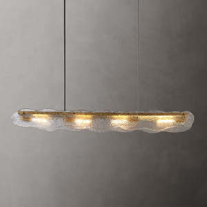 Room <b>Decorative</b> <b>Lights</b> Rectangle Nordic Modern Gold Luxury Iron Glass Pendant <b>Light</b> dining table - Product Image 1