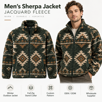 Veste d'hiver rétro à rayures en polaire sherpa pour homme, fermeture éclair intégrale, chaude, décontractée, pour l'extérieur, couleurs personnalisées, fournisseur OEM ODM B2B en gros