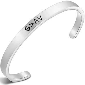 Dieu personnalisé est plus grand que les hauts et les bas sur la base de la foi religieuse chrétienne mode bijoux bracelets bracelets en acier inoxydable - Product Image 1