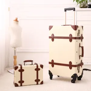 (उभरा गुलाबी, 20in 26in 12in) Unitravel विंटेज सामान सेट के साथ पु चमड़े महिलाओं प्यारा सूटकेस हैंडबैग