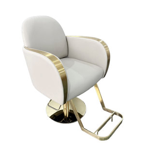Chaise de barbier hydraulique rotative avec base en acier inoxydable pour salon de coiffure - Product Image 1