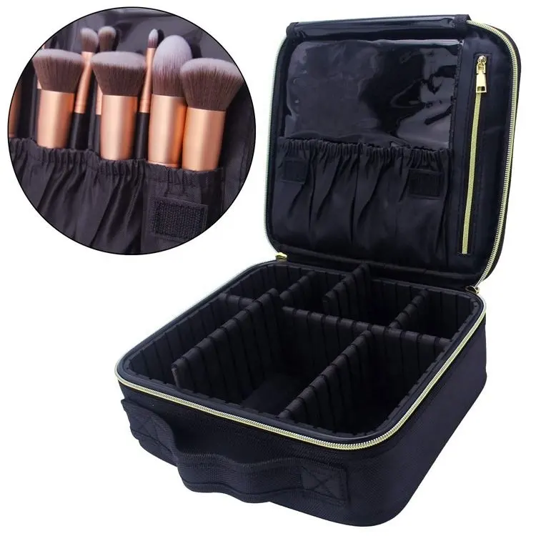 Trousse de maquillage de voyage pour femmes, sac de vanité de cils personnalisé professionnel avec fermeture éclair