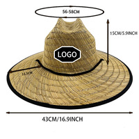 Chapeau de paille sauveteur d'été en gros sous la pêche impression personnalisée Amérique Sombrero chapeau de plage Surf sauveteur avec logo chapeau de paille