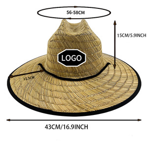 Venta al por mayor verano salvavidas sombrero de paja bajo pesca impresión personalizada América sombrero de playa Surf salvavidas con logotipo sombrero de paja - Product Image 2
