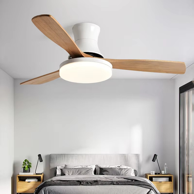 Modern Simplicity Wood Blade Led Light Ceiling Fan  42 Inch Ceiling Fan Light Wooden Fans Lamp