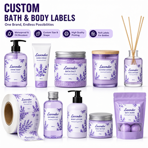 Étiquettes personnalisées imperméables pour gel douche à la lavande, rouleau, autocollantes, rectangulaires, en PET, impression numérique, soins personnels - Product Image 3
