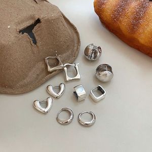 S925 Sterling <b>Silver</b> Minimalist Earrings Korean Style Everyday Wear Jewelry Set 925 <b>Silver</b> Huggie Hoop <b>Studs</b> Fashion Accessories - Product Image 3