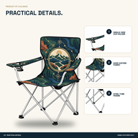 Chaise de camping en gros avec porte-gobelet latéral et logo et motif personnalisés pour club de randonnée en plein air