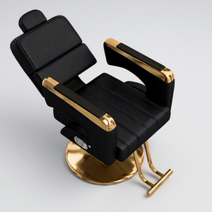 Chaise de barbier en bois avec cadre doré, résistante à l'usure, modèle Sand Dragon, pour salon commercial - Product Image 4