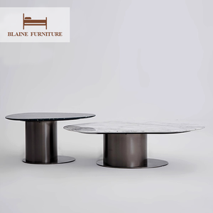 Tavolino <span class=keywords><strong>da</strong></span> Caffè Minimalista in Stile Wabi-Sabi con Piano in Marmo, Tavolino Laterale Unico e Semplice per Arredamento Soggiorno - Product Image 4