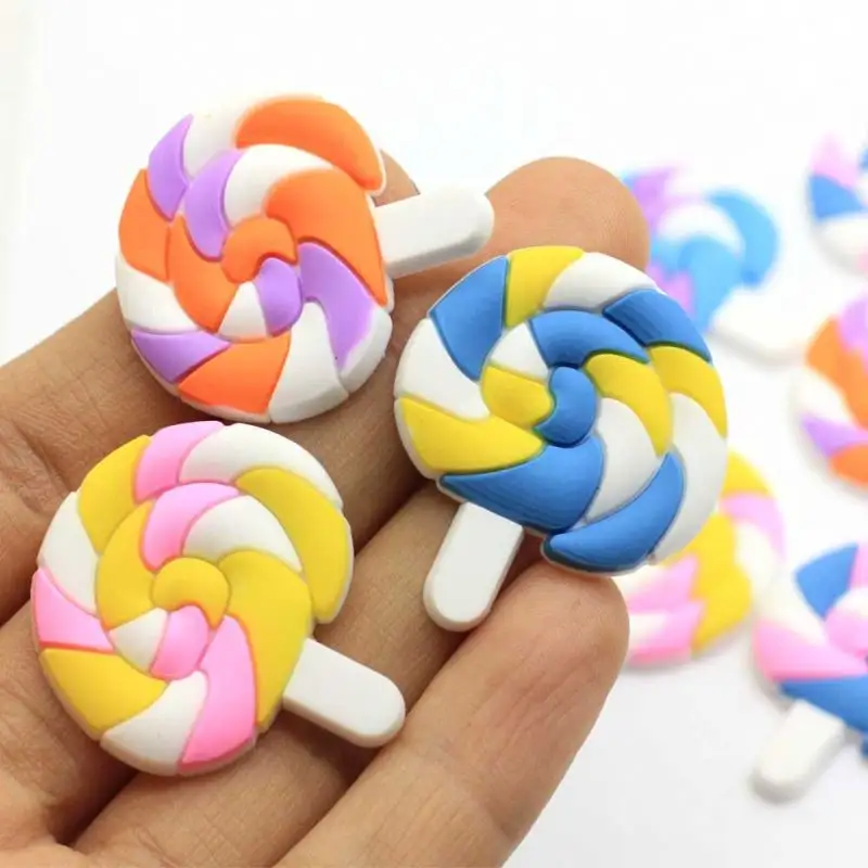 100個Spiral Soft Resin Cabochons Beauty Kawaii Lollipop Candy Flatback For DIY Phone Decoration Center