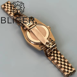 BLIGER NH05 Montre-bracelet <span class=keywords><strong>automatique</strong></span> de luxe en or rose pour <span class=keywords><strong>femme</strong></span> 31mm Cadran Sunburst Diamond Bezel Day Mark Bande en acier inoxydable Diver - Product Image 6