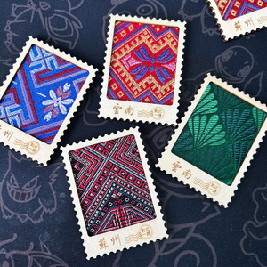 Patrimonio Cultural Inmaterial, Brocado Zhuang, Brocado Song, <span class=keywords><strong>Tapiz</strong></span> con Marco de Madera, Imán para Refrigerador con <span class=keywords><strong>Estampado</strong></span>, Estilo Étnico, Rectangular - Product Image 3