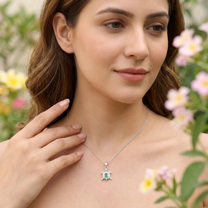 Collier pendentif tortue en émeraude naturelle, argent sterling 925, bijoux en pierres précieuses faits à la main, fournisseur en gros OEM ODM - Product Image 4