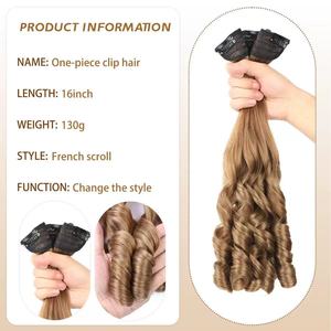 Extension de cheveux synthétiques bouclés à 5 clips, style français, pour femme, pour salon de coiffure, ajoute du volume - Product Image 3