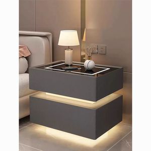 Smart <strong>Bedside</strong> <strong>Table</strong> Floating Light Modern <strong>Minimalist</strong> Wireless Charging Multifunctional Luxury Wooden Bedroom Living Room - Product Image 4