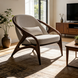 <span class=keywords><strong>Fauteuil</strong></span> d'appoint moderne en bois massif, style scandinave, canapé simple rembourré pour le salon - Product Image 3
