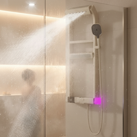 Robinet de douche intelligent à affichage LED de la température, commande par bouton, touches de piano, design moderne, en cuivre et céramique, pour usage hôtelier