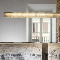 Bar de Table à manger de style italien simple décoration créative mode Design créatif haut de gamme lustre en marbre suspendu en fil d'acier