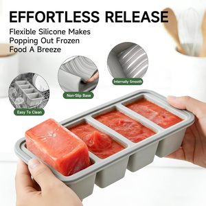 Bandeja de Silicona para Congelador con Tapa, Paquete de 3 Moldes de Silicona para Congelador y Recipientes para Almacenamiento de Alimentos para Preparación de Comidas, Sopa, Salsas, Arroz y Caldo - Product Image 1
