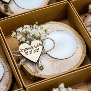 Rustic Custom Eco-Friendly Handmade Wedding Favors Shower Birthday Gifts Wooden <strong>Tealight</strong> Candle <strong>Holder</strong> for Guests - Product Image 1