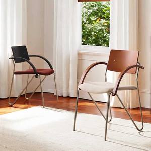 Dining Chair Bauhaus Style Solid Wood With <b>Backrest</b> And Armrests For Home Dining Room - Product Image 2