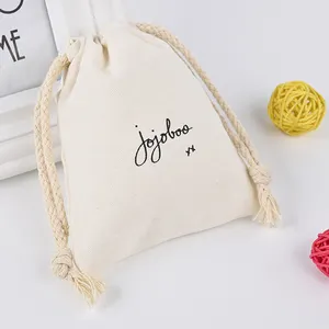 Mini sac cadeau en toile de coton écologique, organique, naturel, réutilisable, personnalisé, avec cordon Double