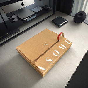 Hộp giấy đóng gói màu nâu tùy chỉnh với in mực trắng và logo, hộp giấy gấp có khóa kéo dùng cho quần áo và tất - Product Image 6