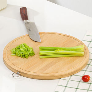 Tailai Planche à découper ronde en bambou Décoration en <span class=keywords><strong>bois</strong></span> Planche à découper Multifonctionnel Grand légume biologique naturel - Product Image 2