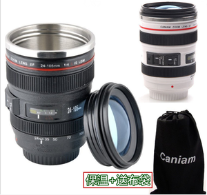 <span class=keywords><strong>Mug</strong></span> <span class=keywords><strong>isotherme</strong></span> 3D à double paroi noir, amusant, en acier inoxydable, pour eau, café, avec motif objectif d'appareil photo, idéal pour les voyages - Product Image 3