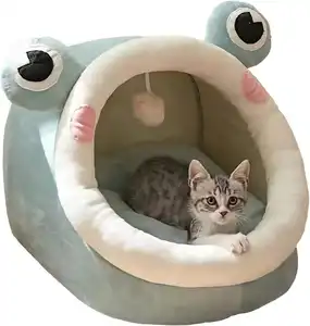 Nova casa de gato de estimação em forma de dinossauro fofo de desenho animado, suprimentos para todas as estações, cama quente e confortável para gatos